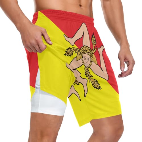 Short de sport 2 en 1 homme anti-frottement avec poches latérales GuoChe