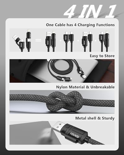 RAVIAD Multi USB Kabel, Universal Ladekabel [1M] Nylon Schnell 4 in 1 – Ansicht 4