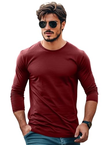 Image of Veirdo Pure Cotton Round Neck Regular Fit Solid Full Sleeve T-Shirt for Men & Boys (Available in Black, Cork, Green, Maroon, Navy, Swanwhite & White Color)