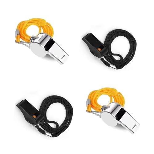 CanBee Referee Steel and Plastic Whistle Pack of 4 High Sound use Multi Purpose Sports Games (2 Steel, 2 Plastic)