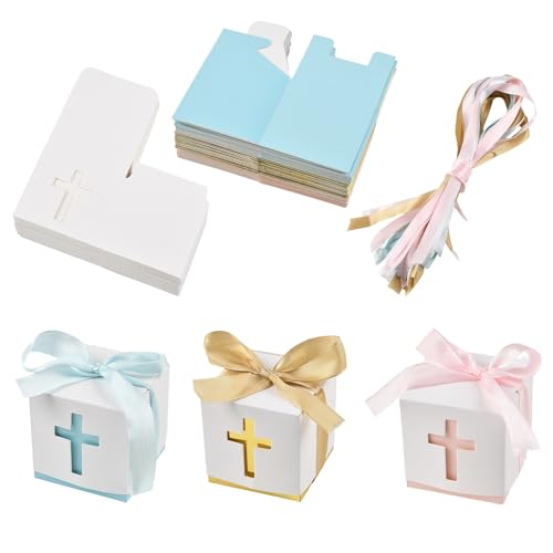 Boîtes à bonbons pour anniversaire et baptême avec rubans élégants Stiesy x36