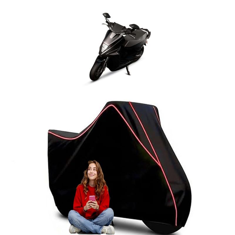 Image of Simple One Single Scooty Bike Cover Water Resistant Outdoor Use Universal Fit Scooters Motorcycles Heavy Duty UV Protection Dust Rain Scratch Resistant Elastic Bottom Black Blue Piping
