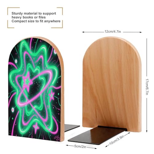 Sujetalibros de galaxia para evitar caídas de libros en estanterías de madera 3
