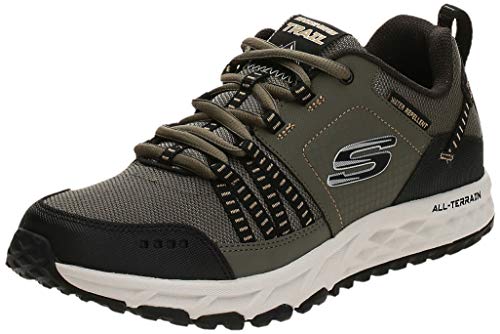 Skechers Escape Plan, Zapatillas Hombre, Verde (Olive Leather/Mesh/Black Trim Olbk), 40 EU