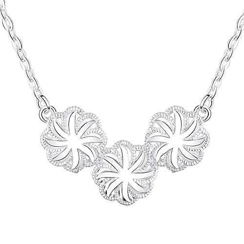 Collier pendentif fin 3 fleurs en maille fine de 18 pouces, bijou haut de gamme