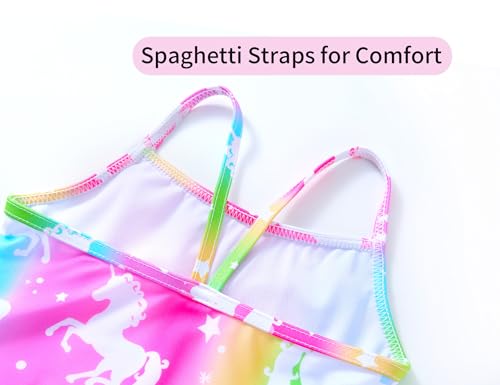 Image of Girls Bathing Suits Colorful Swimsuits with UPF 50 + Sun Protection Sleeveless Toddler Kids One Piece Swimwear