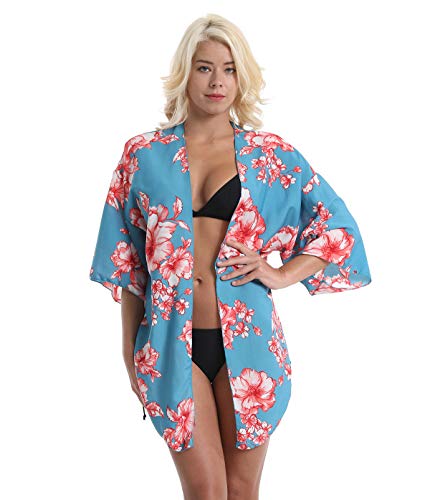 EDINSY Womens Lemon Bathing Suit Bikini Cardigan Loose Beach Cover Up Blouse Tops Outwear, Cover Up Beachwear Shirt White lemon