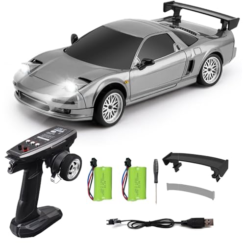 Moonzeamus 1:18 NSX Model LD1803 RC Drift Car 1/18 2.4G Remote Control on Road ESP Gyroscope LED Mini RC Racing Cars (Grey)