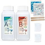 Epoxy Resin Clear Crystal Coating Kit 8.8oz - 2 Part Casting Resin for Art, Craft, Jewelry Making, River Tables, Bonus Gloves, Measuring Cup and Wooden Sticks