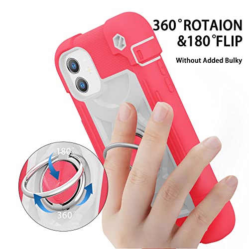 Image of MARKILL Compatible with iPhone with Built-in 360Rotating Ring Stand, Military Grade Drop Protection Full Body Rugged Heavy Duty Case Durable Cover (Hot Pink, iPhone 11 6.1 inch)