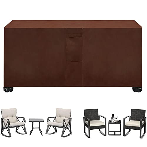 Garden Furniture Covers 110x110x85cm Upgraded Tear-Resistant 420D Oxford Rectangular Outdoor Patio Table Cover Rattan Furniture Set Cover for Outdoor Furniture Table Covers, Brown
