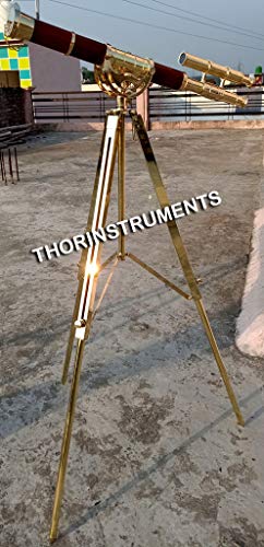 Brass Nautical Double Barrel Telescope Decorative Floor Standing Tripod For Gift Rustic Vintage Home Decor Gifts #TOP5