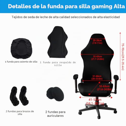Miniatura 2 de Luckwaii Funda Para Silla Gaming 6 Piezas Funda Para Silla De Escritorio Extensible Desmontable Con Reposabrazos Funda Para Reposabrazos Silla Funda Para Silla De Oficina Funda Para Silla De