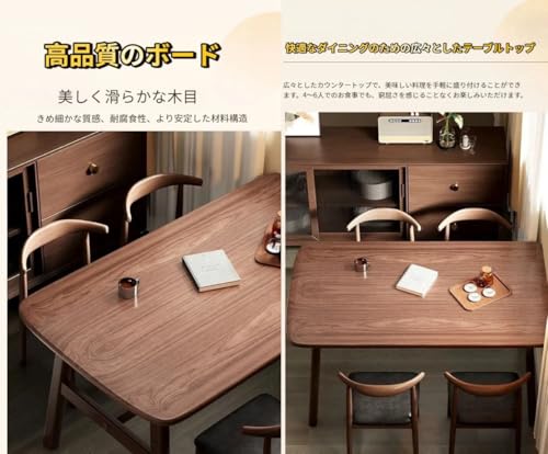 4人掛けダイニングテーブル シンプルモダンデザイン エコ素材パネル カーボンスチール脚 広々天板 丸みを帯びたエッジ 簡単組み立て 耐高温 防湿・防サビ・防食 長寿命設計 安定した高耐荷重 揺れにくく 多様なシーンに対応 (シングルテーブル 120×80CM,ウォルナットカラー) [5]