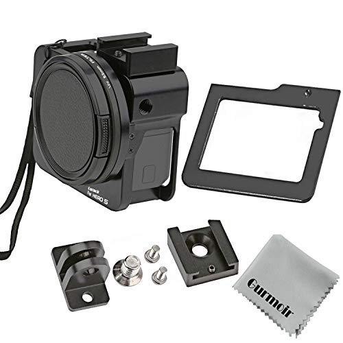 Gurmoir Protective Aluminum Alloy Skeleton Housing Case For Gopro Hero 5/Gopro Hero (2018) Action Camera, Metal Frame Protective Cage with Rear Door and 52mm UV Filter