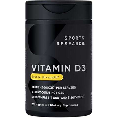 Sports Research Vitamin D3 2000 IU with Coconut MCT Oil Cover