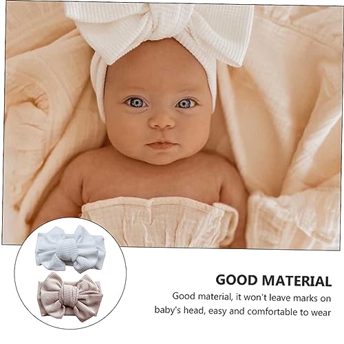 2Pcs Hairband with Large Bow Soft Waffle Knit Headbands for Newborns Comfortable Non Marking Hair Accessories for Christmas Parties Daily Wear3