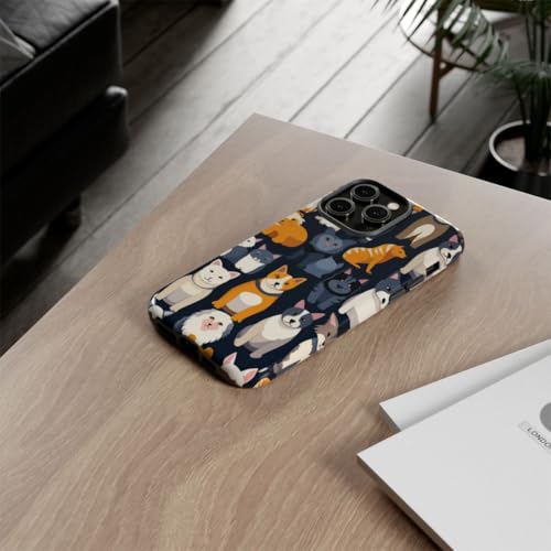 Coque iPhone 14 Pro Max rigide pour éviter rayures motif chats et chiens