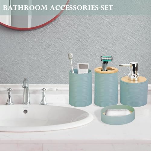 Set de bain en bambou aqua 4 pièces finition haute qualité - 6