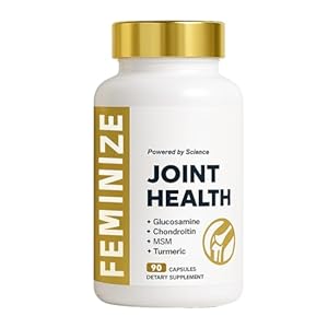 FEMINIZE JJoint Health Supplement for Women & Men, Supports Bone, Joint – Glucosamine, Chondroitin, MSM & Turmeric – 90 Capsules (1pcs)