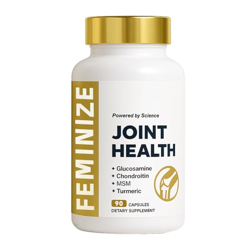 FEMINIZE JJoint Health Supplement for Women & Men, Supports Bone, Joint - Glucosamine, Chondroitin, MSM & Turmeric - 90 Capsules (1pcs)