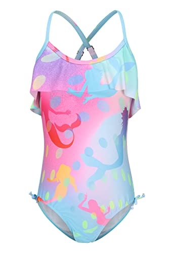 Image of Girls One Piece Swimsuits One Shoulder Ruffle Swimwear Floral Bathing Suit