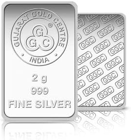 GGC Gujarat Gold Centre 2 Gram Silver Mint Bar 24K 999.0 Purity