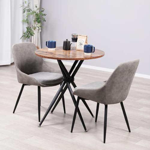 MIRAI-SHOW ダイニングテーブルセット 2人用 北欧 3点セット 丸 70cm幅 2人掛け ダイニングチェア 2脚セット おしゃれ カフェテーブルセット 70センチ メラミン天板 円形 円卓 二人 イス 椅子 食卓テーブル 木目調 コンパクト En