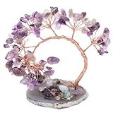 LoKori Cristalli Curativi Chakra Naturali Albero Albero dei Soldi Fetta di Agata Base Feng Shui Bonsai Albero di Cristallo per Decorazioni da Tavolo per Casa e Ufficio a Energia Positiva,C