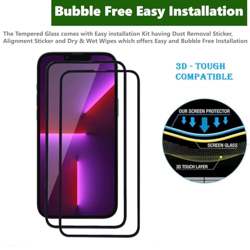 Image of Tempered Glass Screen Protector for iPhone 13 Pro Max /iPhone 14 Plus (6.7 Inch) | Pack of 2 | 9H Hardness | Edge-to-Edge Full Coverage | Scratch Resistant | HD Clear | Bubble-Free