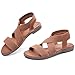 Veittes Women's Flat Slide Sandals - Fashionable Elastic Ankle Strap Comfortable Flat Summer Sandals.(2407005,BR/MF,8.5)