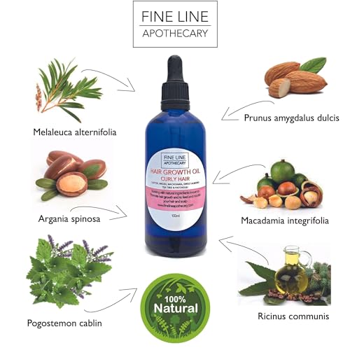 100% Natural ACEITE CRECIMIENTO CABELLO | RIZOS - RICINO, ARGAN, MACADAMIA, ALMENDRA + PATCHULI & ARBOL DE TÉ - 100 ml de Fine Line Apothecary. Proteger, Hidratar y Promover el Crecimiento del Cabello - imagen 2