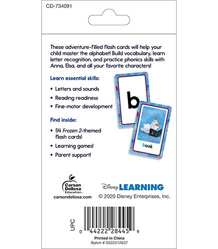 Disney Learning Frozen 2 Alphabet Flash Cards, Abc Flash Cards For Toddlers 2-4 Years, Letter And Sound Recognition With Basic Sight Word Vocabulary For Reading And Writing Readiness, Ages 4+ #TOP1