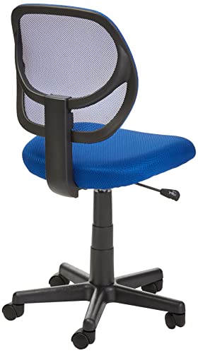 Image of Amazon Basics Low Back Office Chair, Breathable Mesh, Height Adjustable, Padded Seat, Rolling Wheels, Swivel, Blue, 21.25 inch D x 22.5 inch W x 38 inch H
