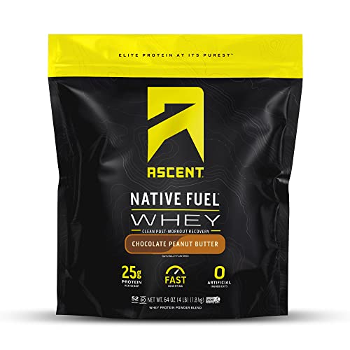 Ascent 100% Whey Protein Powder - Post Workout Whey Protein Isolate, Zero Artificial Flavors & Sweeteners, Gluten Free, 5.7G Bcaa, 2.7G Leucine, Essential Amino Acids, Chocolate Peanut Butter 4 Lb #TOP19