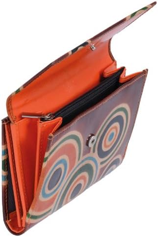 Women's Leather Purse in hand-painted leather 5.5 x 3.5 inch Orange