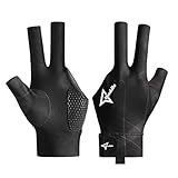 Wnddle Billard Handschuh, Billard Handschuh Links, Snooker Handschuhe, Billiard Pool Cue Gloves, Verstellbare Poolhandschuhe, rutschfeste Poolhandschuhe, Geeignet für Snooker, Pool-Spiele (Schwarz)