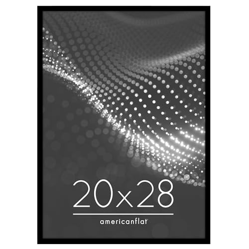 Image of Americanflat 20x28 Picture Frame with Polished Plexiglass - Streamline Collection - Thin Border Picture Frame for Wall Display - Hanging Hardware Included - Black