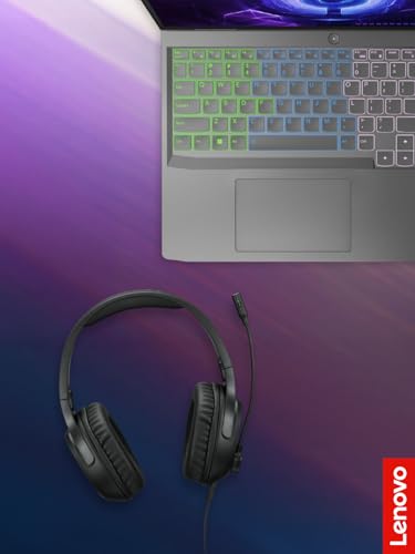 Image of Lenovo H110 Wired Gaming Headset - 3.5mm Connection, Omni-Directional Microphone, Breathable Ear Cups, Built-in Volume Wheel - Black