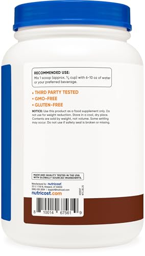 Image of Nutricost Grass-Fed Whey Protein Isolate (Chocolate) 2LBS (Pack of 2)