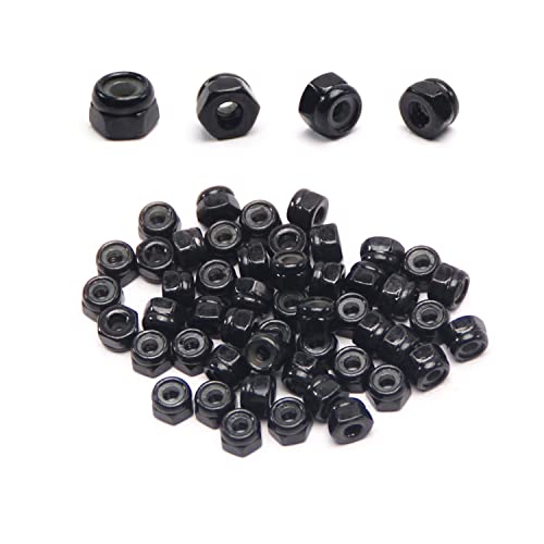 Juvielich 50Pcs M2 Hex Lock Nuts M2x0.4mm Carbon Steel Tiny Nylon Insert Hex Lock Nuts Self-Locking Nuts Zinc Plated Fasteners for Car Garage Ship Mechanical Equipment Hex Self Clinching Nuts Black