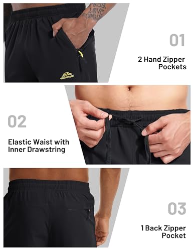 Image of MAGCOMSEN Men's Capri Shorts Quick Dry Below Knee 3 /4 Capri Pants with Zipper Pockets for Workout Running Training Summer