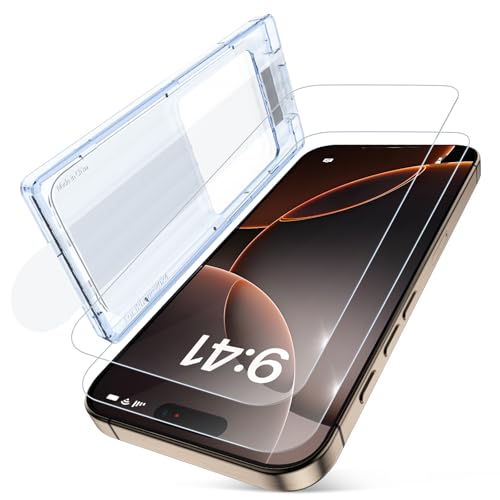 Image of SHILD (Pack of 2 Tempered Glass Screen Protector for iPhone 16 Pro (6.3-inch) | 9H Hardness | HD Clarity | Easy Installation Tray | Scratch & Impact Resistant | Military-Grade Shatterproof