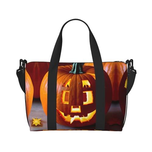 fall pumpkin print Gym Bag for Women,Carry on Weekender Overnight Duffle Bag,Personal Item Tote Bag2