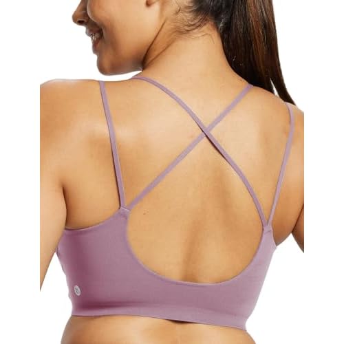 baleaf everleaf Women's Sports Bra Longline, Molded Cup Yoga Bra Thin Strap Low Impact Workout Crop Tank Tops