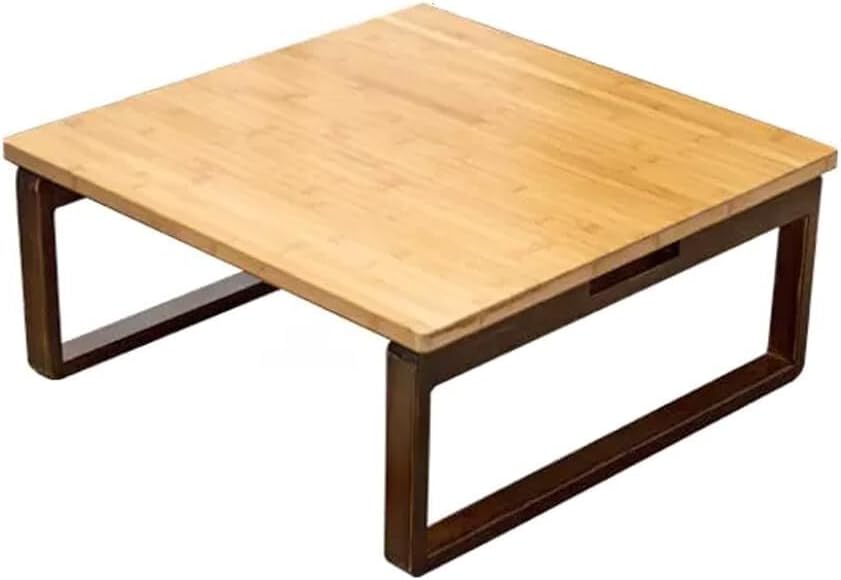 Wooden Japanese Folding Low Tea Table with Folding Legs, Bamboo Floor Desk, Multipurpose Meditation, Coffee, Laptop, Dining, and Picnic Table – Compact and Portable (60x60x23.5cm, 70x70x28.5cm)