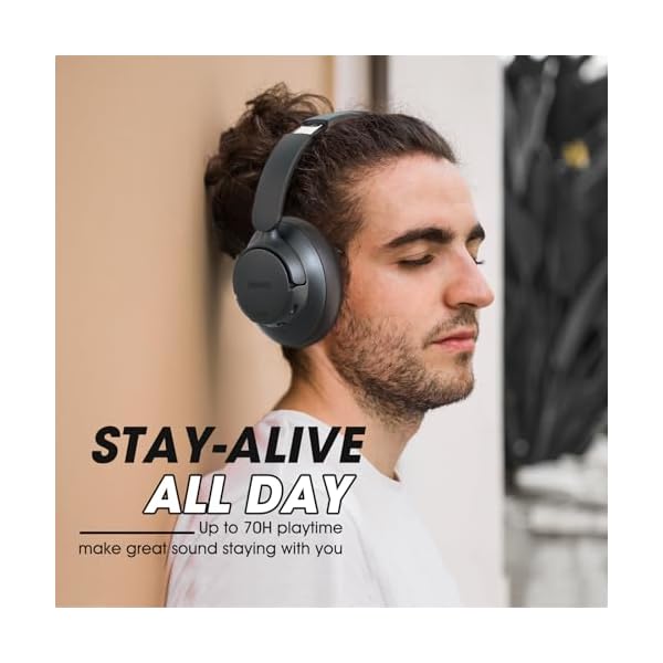 BERIBES Upgraded Hybrid Active Noise Cancelling Headphones with Transparent Modes,70H Playtime Bluetooth Headphones Wireless Bluetooth with Mic, Deep Bass,3.5MM Cable,Soft-Earpads,Fast Charging-Black - Image 6