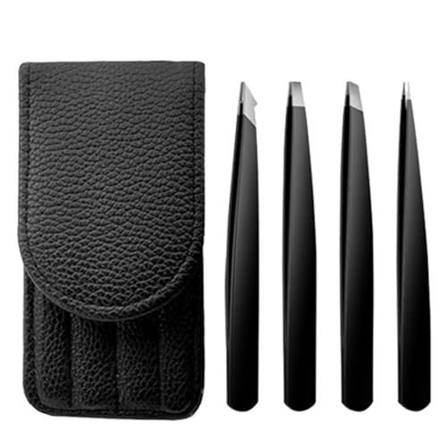 Juego de 4 pinzas para cejas para vello facial para mujeres y hombres, pinzas de precisión para astillas, cabello facial o encarnado, pinzas para pestañas.