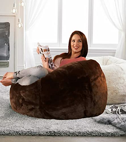 Premium and Luxurious Fur Bean Bag Sofa Chair (Without Beans) Bean Bag Cover Without Beans. for Kids and Adults XXXL (Brown Fur)
