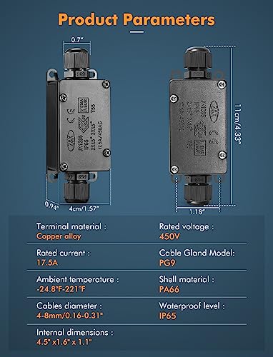 Junction Box - 8 Pack IP65 Waterproof 2 Way PG9 Electrical Junction Box Electrical Boxes Project Enclosure Underground Cable Line Wires Power Cord Connector Protection - Thumbnail 5